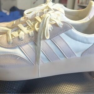 Women's White and Pink Adidas Sneakers